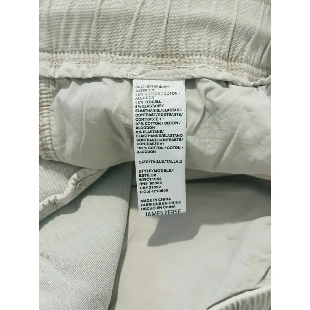 James Perse Mens Flight Pant Cropped Cotton Hemp Medium Beige Jogger Casual - Picture 5 of 7
